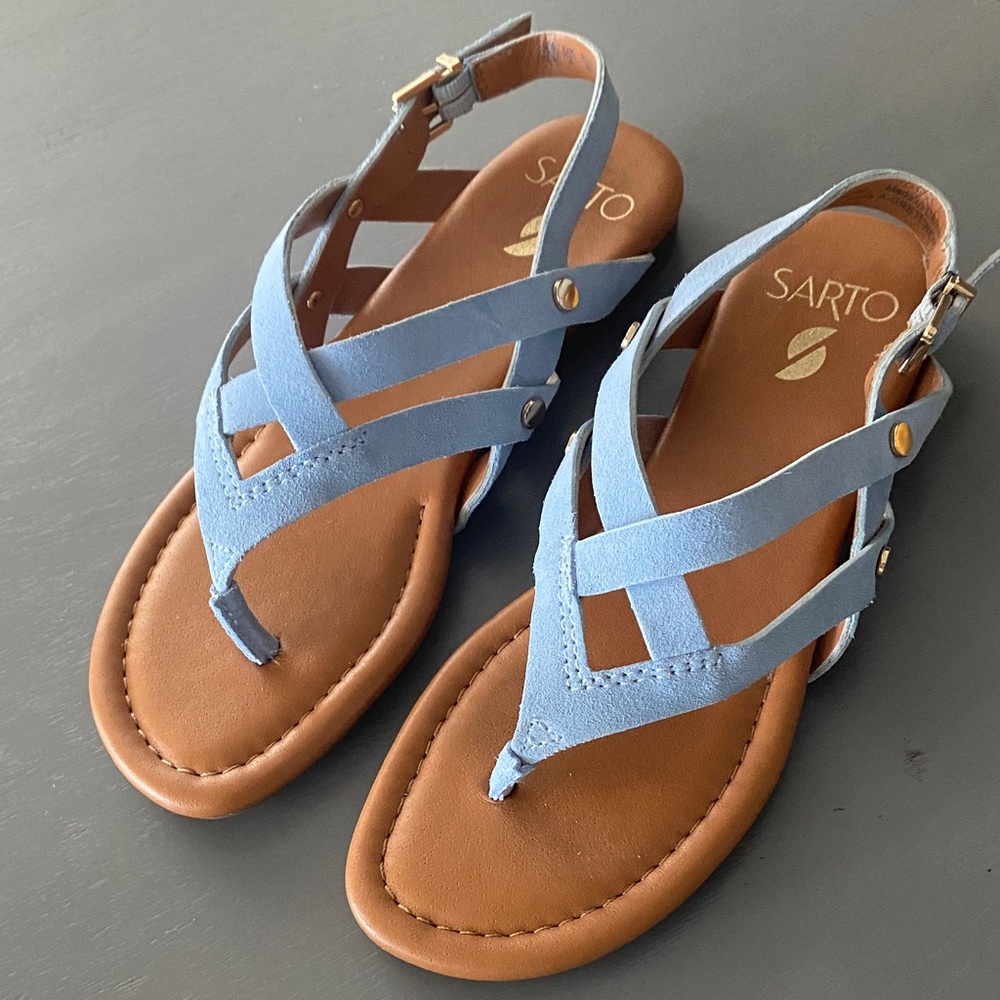 Franco Sarto Light Blue Suede Sandals
